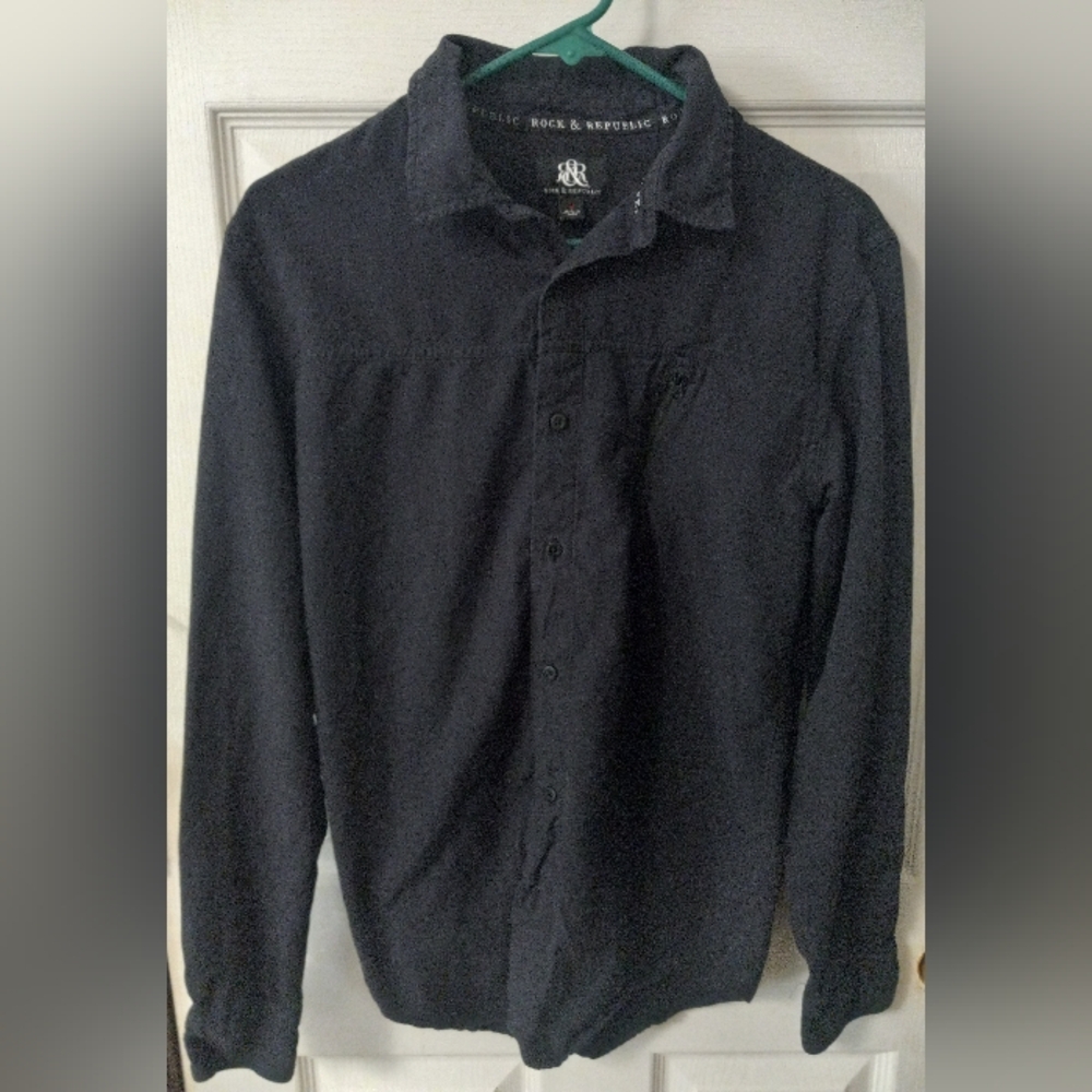 Rock And Republic Men's Black Front Button Shirt Goth/Punk Size Small